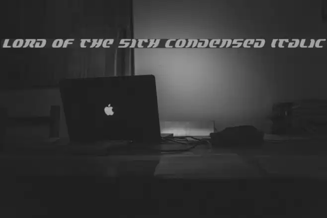 Lord of the Sith Condensed Italic Font examples