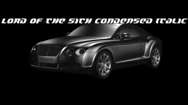 Lord of the Sith Condensed Italic Font examples