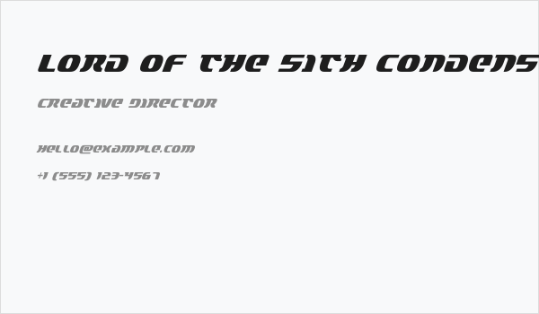 Lord of the Sith Condensed Italic Business Card