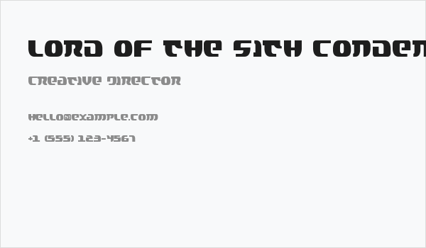 Lord of the Sith Condensed Business Card
