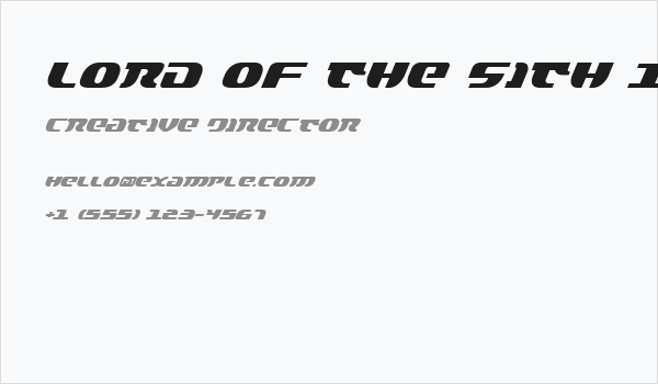 Lord of the Sith Italic Business Card