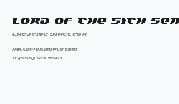 Lord of the Sith Semi-Italic Business Card