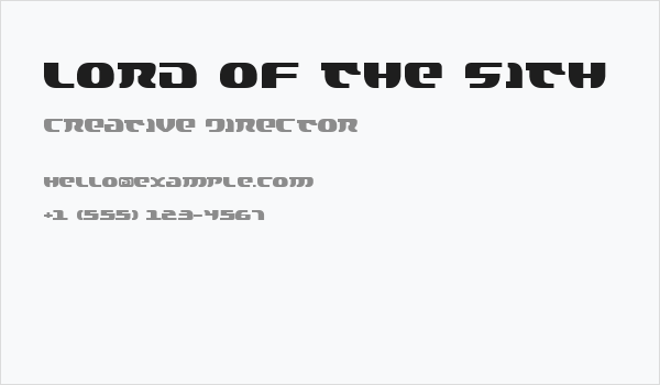 Lord of the Sith Business Card