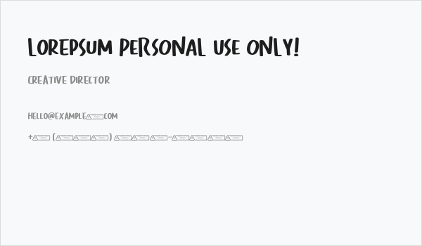 Lorepsum PERSONAL USE ONLY! Business Card