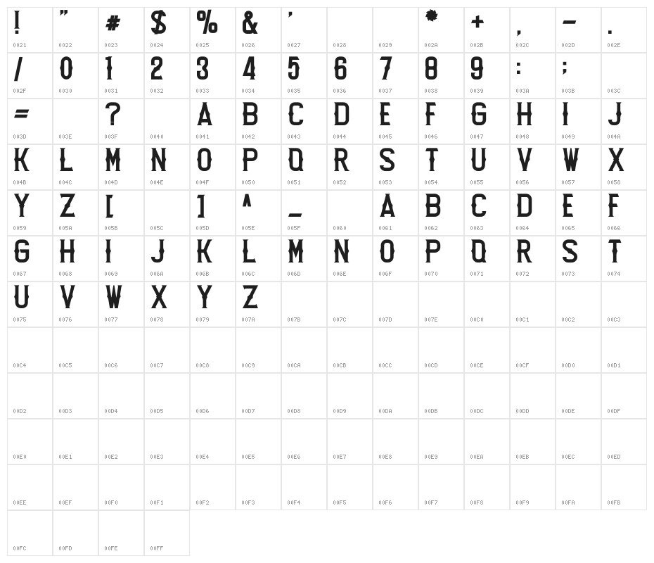 Lost Leonenst Bold Character Map