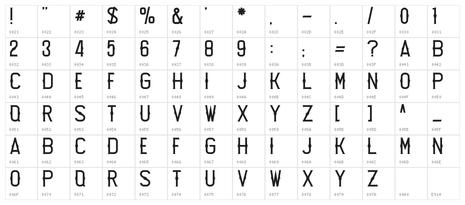 Lost Leonest Reguler Character Map