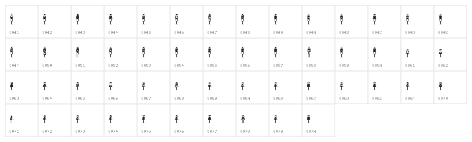 LostRobo Regular Character Map