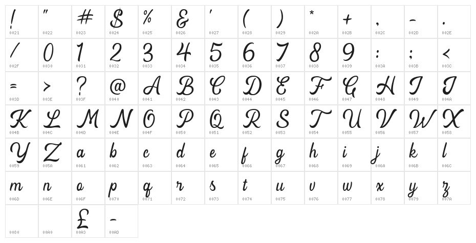 Lostmoond Free Font Regular Character Map