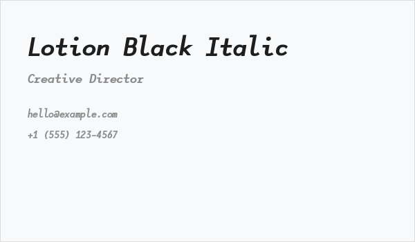 Lotion Black Italic Business Card