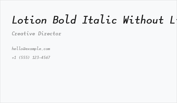 Lotion Bold Italic Without Ligatures Business Card