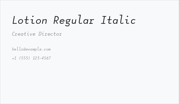 Lotion Regular Italic Business Card
