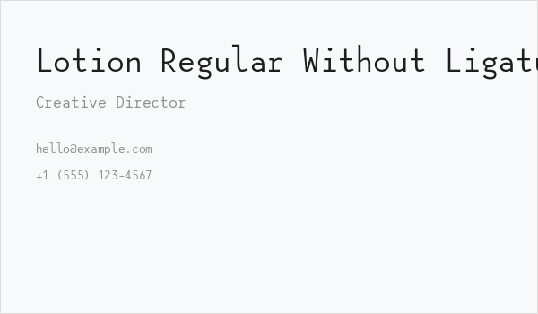 Lotion Regular Without Ligatures Business Card