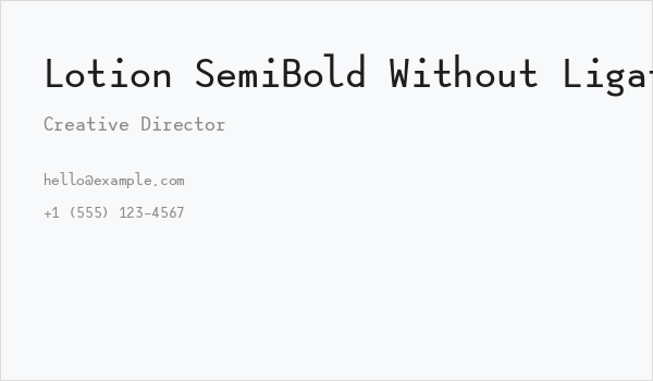 Lotion SemiBold Without Ligatures Business Card