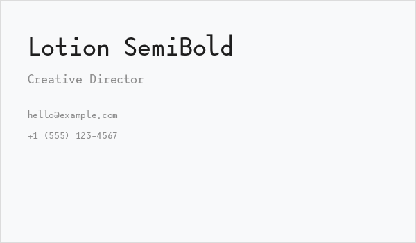 Lotion SemiBold Business Card
