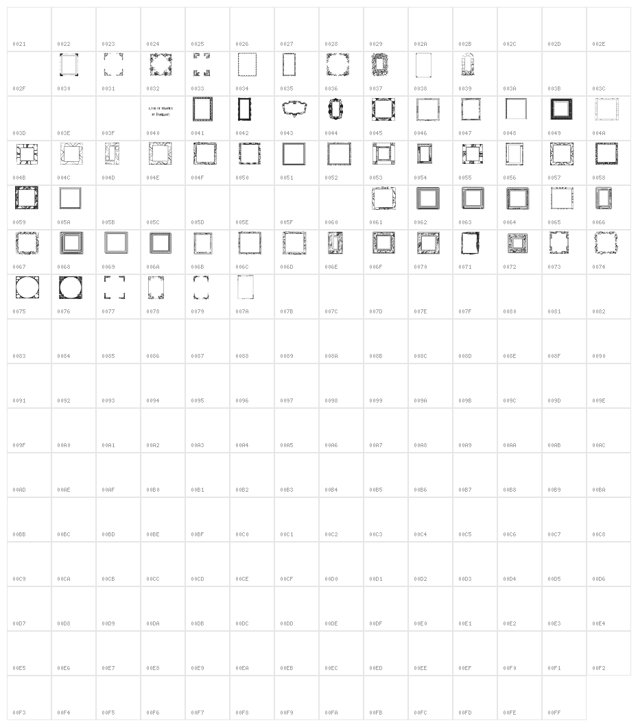 Lots of Frames Character Map