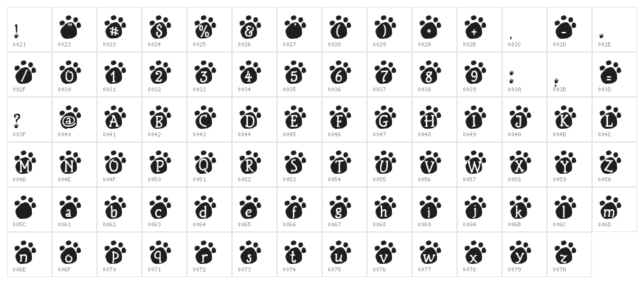 Lotus Paws Character Map