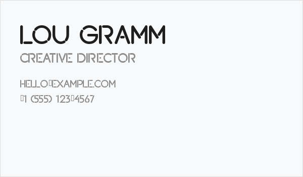 Lou Gramm Business Card