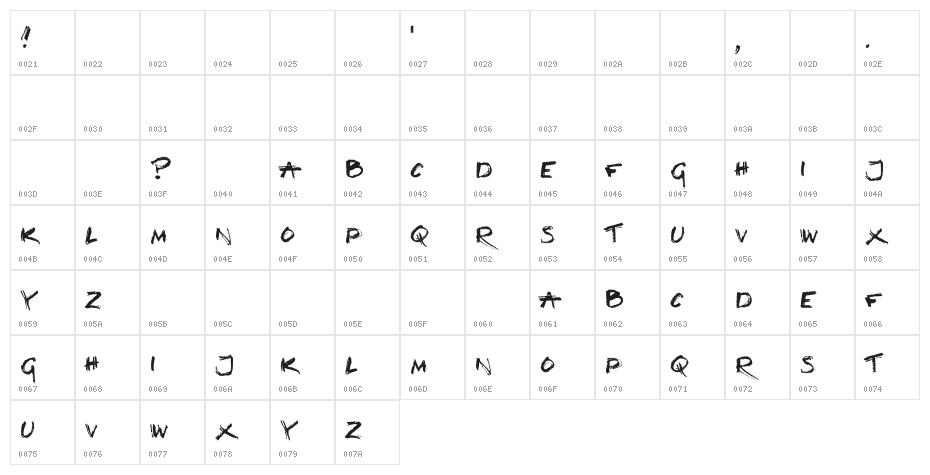 LoudandClear-Regular Character Map