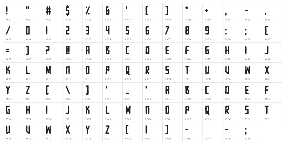Loudhailer Character Map