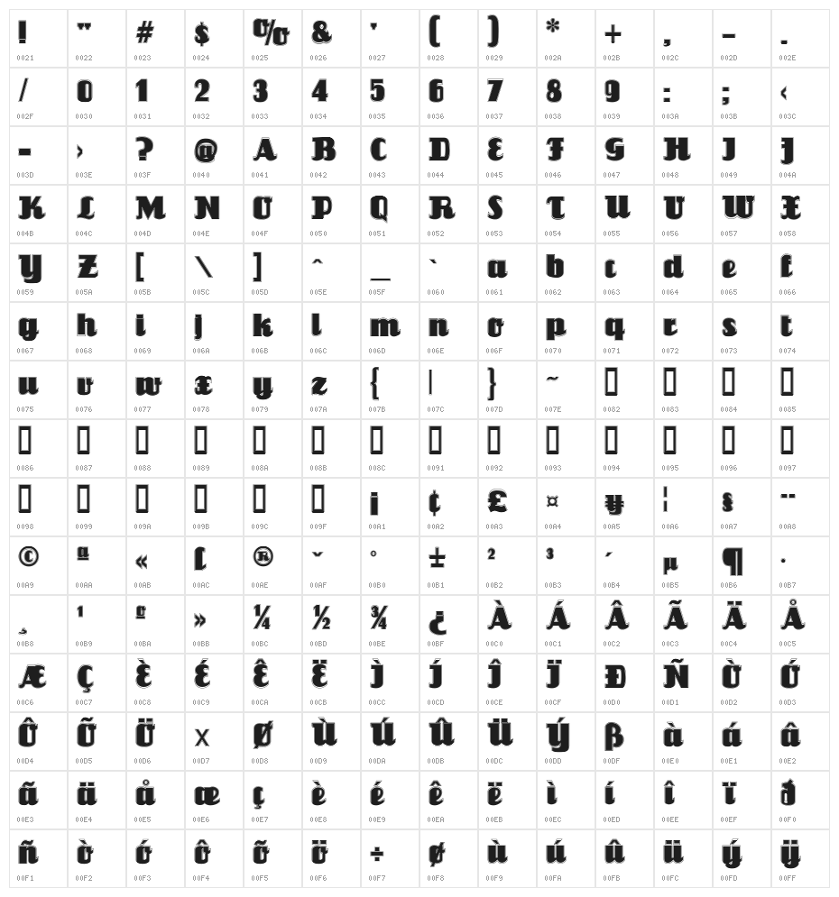 Louisianne Contour Black Character Map