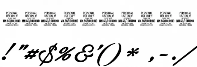 Lourino PERSONAL USE ONLY Font OTHER CHARS