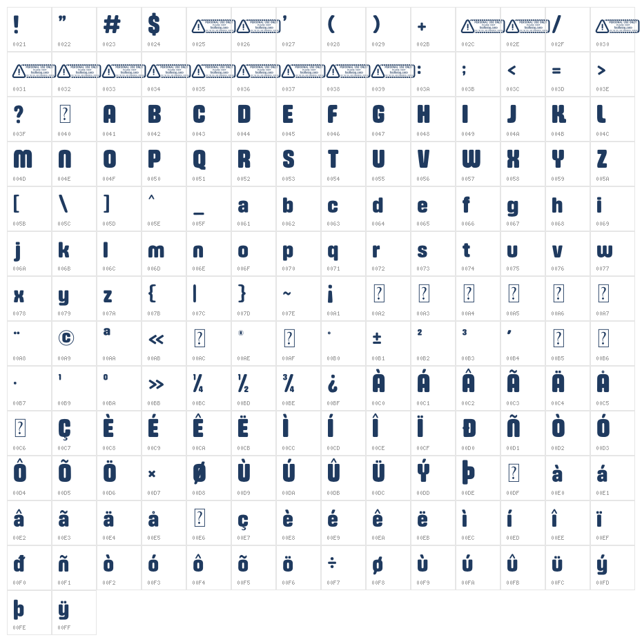 Louvere PERSONAL USE ONLY! Character Map