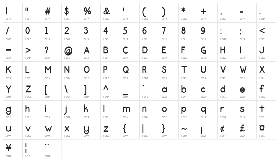 Love Amsterdam Sans Filled Regular Character Map