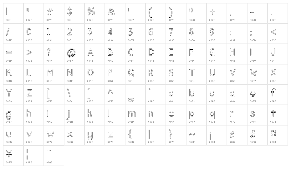 Love Amsterdam Sans Outline Regular Character Map