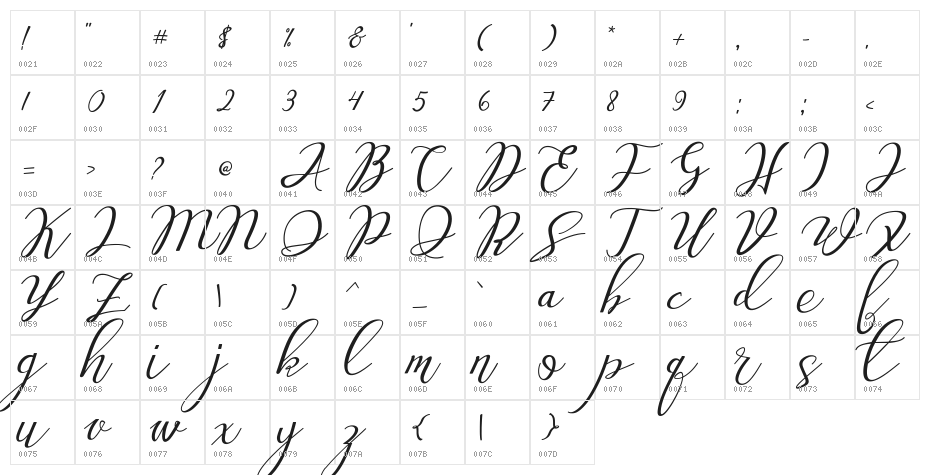 Love Amsterdam Script Regular Character Map