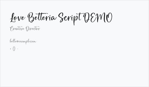 Love Betteria Script DEMO Business Card