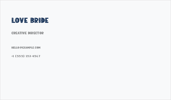 Love Bride Business Card