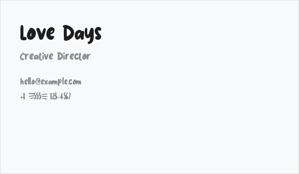 Love Days Business Card