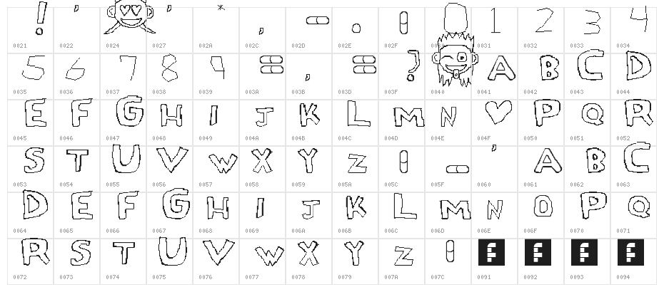 Love Drug Regular Character Map