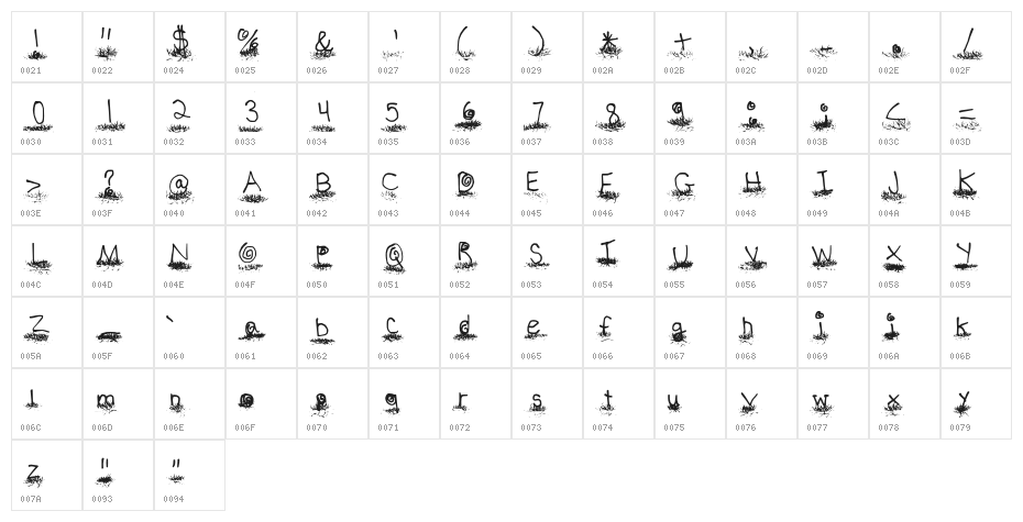 Love In The Grass Medium Character Map