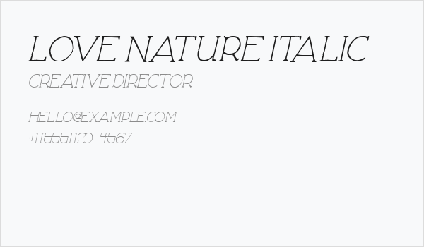 Love Nature Italic Business Card