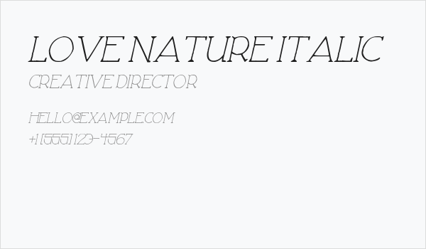 Love Nature Italic Business Card