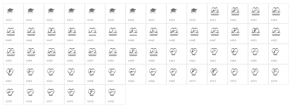 Love Pendant Monogram Regular Character Map