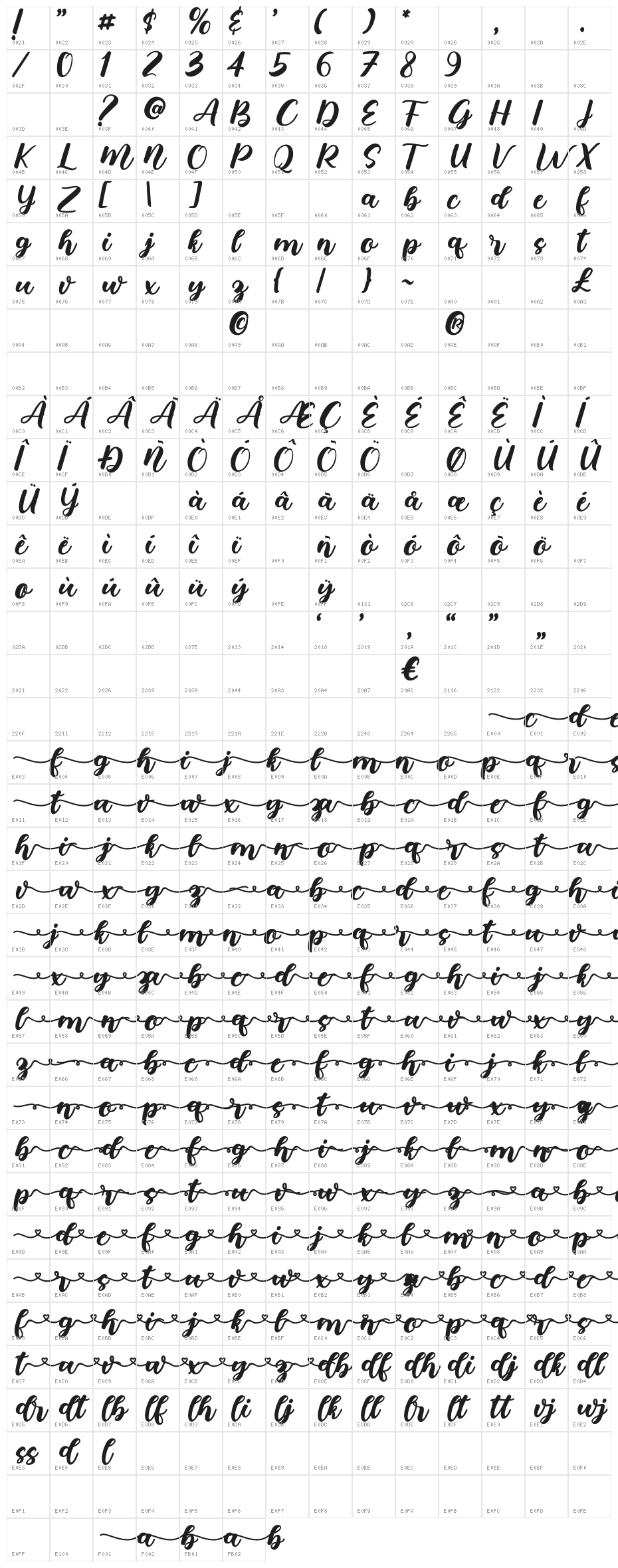Love Shine Character Map