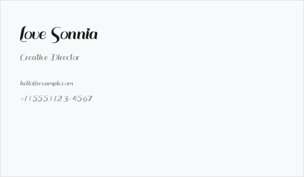 Love Sonnia Business Card