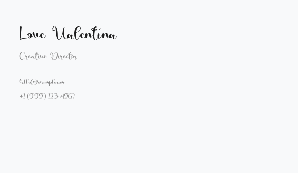 Love Valentina Business Card