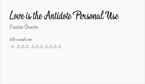 Love is the Antidote Personal Use  Business Card