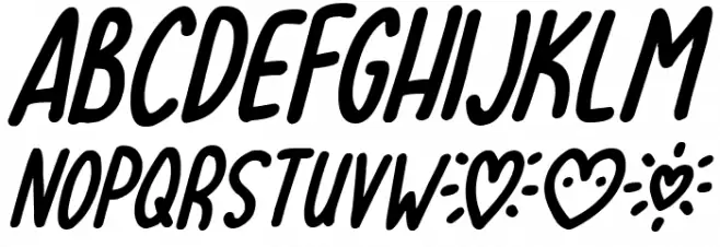 Lovehearts XYZ Italic Schriftart Groß