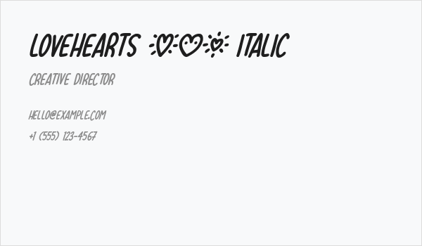 Lovehearts XYZ Italic Business Card