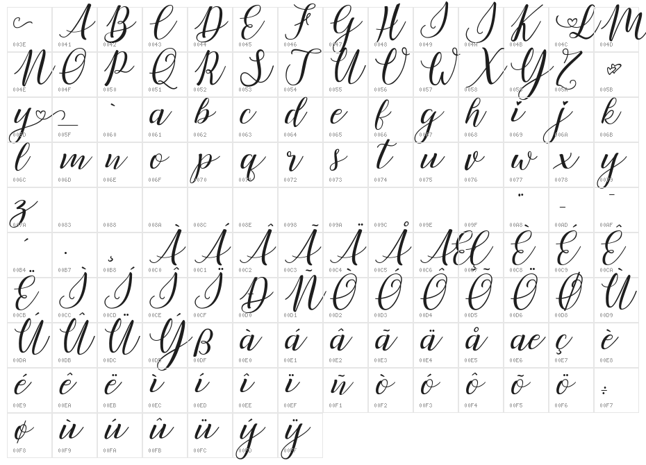 Lovely Day Personal Use Regular Character Map