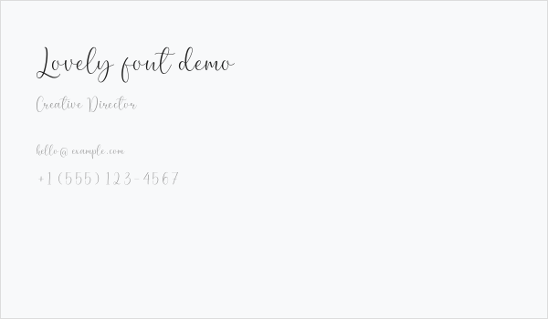 Lovely font demo Business Card