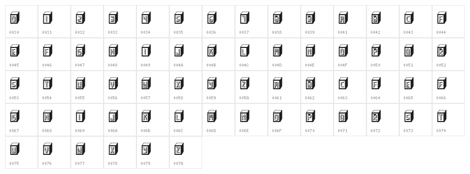 Lover Bright Regular Character Map