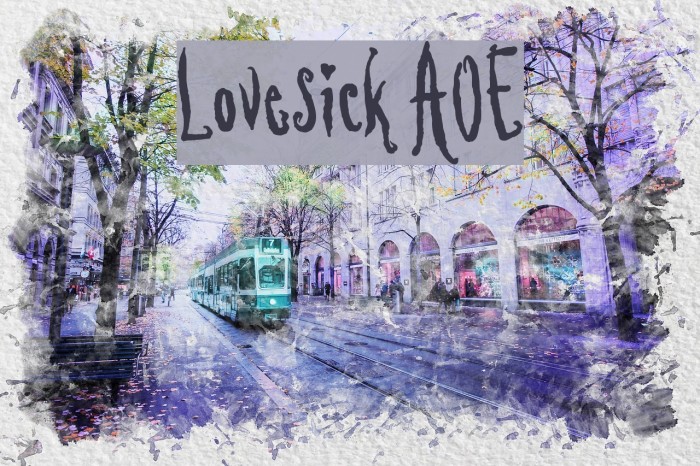 Lovesick AOE Font examples