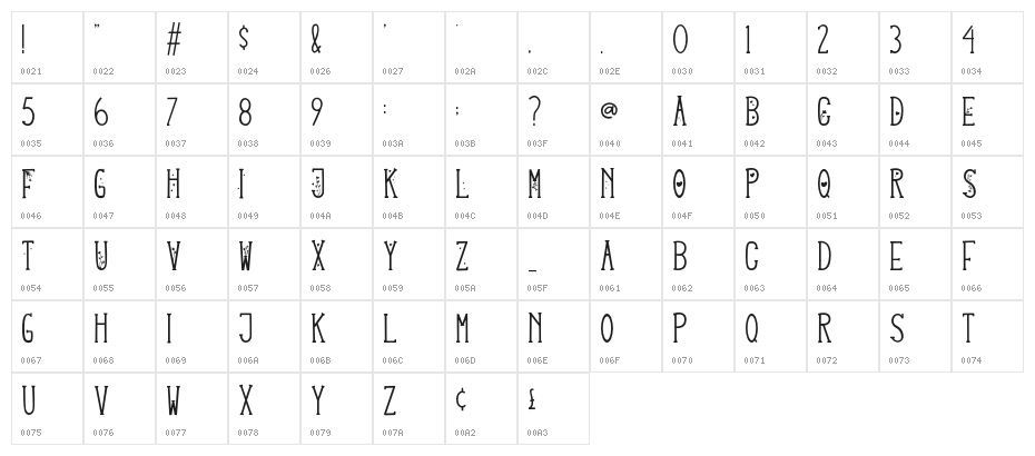 LoveyDovey-Regular Character Map