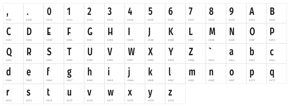 Lovtony Sans Character Map