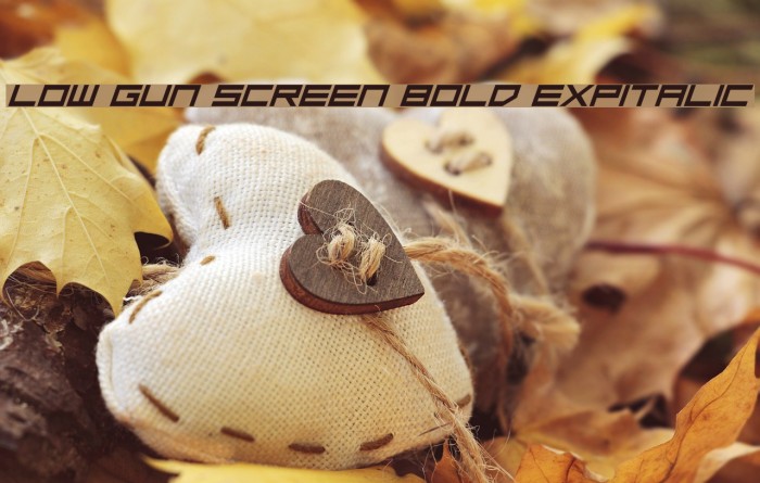 Low Gun Screen Bold ExpItalic Font examples